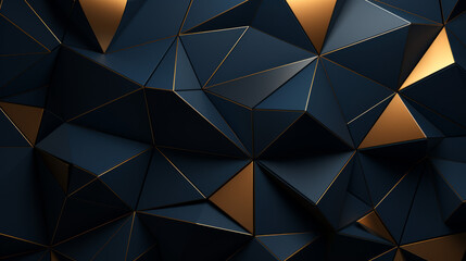Abstract Blue and gold glitter triangle horizontal background.