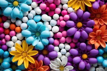 Wall Mural - A close-up view of a bunch of vibrant and colorful flowers. This image can be used to add a pop of color and beauty to any project