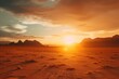 A beautiful sunset over a vast desert landscape. Perfect for travel or nature-themed projects
