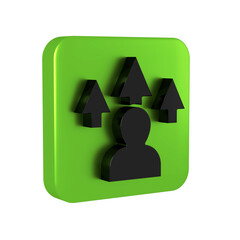 Black Web design and front end development icon isolated on transparent background. Green square button.