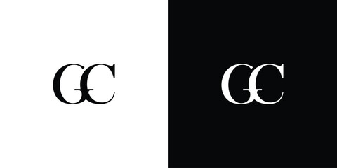 Abstract GC or CG vector logo monogram template in black and white color