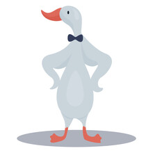 Cute Cartoon Goose In The Bow Tie