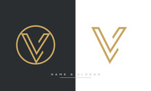Alphabet Letters LV or VL Logo Monogram