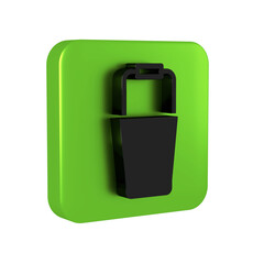 Black Sauna bucket icon isolated on transparent background. Green square button.