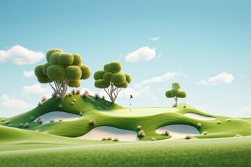 Wall Mural - 3d cartoon illustration of a golf course