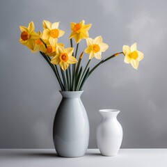 Unveiling Beauty: Stunning Display of White Daffodils in a Chic Vase Generative AI