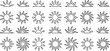 Sun icons vector symbol set. Line suns star icons collection. Summer, sunlight, nature, sky sunset and sunrise, half sun