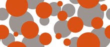 Seamless Abstract Textured Pattern. Simple Background Grey And Orange Texture. White Background. Circles, Dots. Design For Textile Fabrics, Wrapping Paper, Background, Wallpaper, Cover.