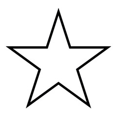 star shape symbol, black and white vector silhouette illustration of simple five-pointed star