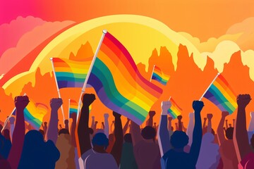 Wall Mural - Poster design for Pride Month celebration and rights for the lgbtq community