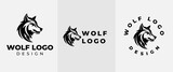 Fototapeta  - Vintage Wild Wolf Logo Vector Illustration. wild head wolf fierce face logo design inspiration