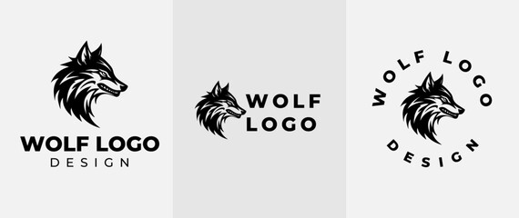 Wall Mural - Vintage Wild Wolf Logo Vector Illustration. wild head wolf fierce face logo design inspiration