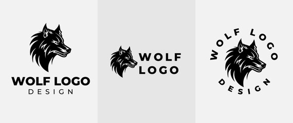 Vintage Wild Wolf Logo Vector Illustration. wild head wolf fierce face logo design inspiration