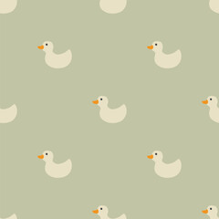 Wall Mural - Cute rubber duck Seamless Pattern, Cartoon ducks Background vector Illustration.