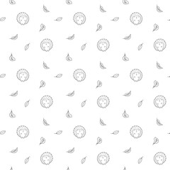 Wall Mural - Cute Hedgehog Seamless Pattern, Cartoon animal background vector Illustration