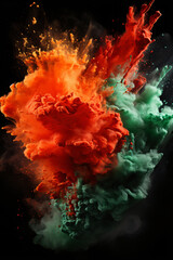 Wall Mural - Green and red powder exploding