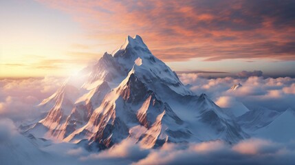 Wall Mural - a mountain with clouds around it