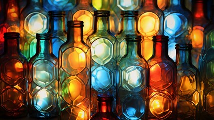 Wall Mural - a group of glass bottles