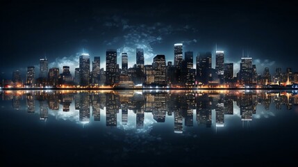 Poster - a city skyline at night