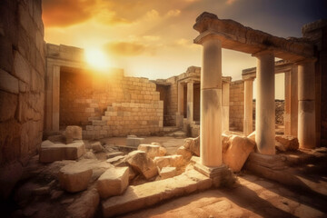 Poster - Roman ruins at sunset