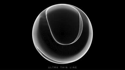 Wall Mural - ultra thin line fluid geometry. dynamic vector distorted spheres.