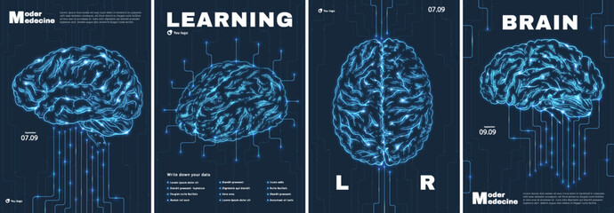 Technology medical banners vector set