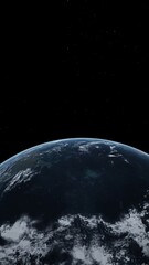 Wall Mural - Terran exoplanet for human life. Habitable planet isolated on a black space background. 3D illustration concept with water and greenery, space exploration discovery of exoplanets and search for life.