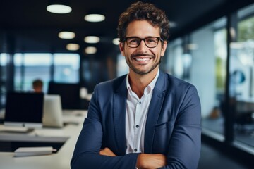 Wall Mural - Male professional tech support worker. Top professions concept. Portrait with selective focus and copy space