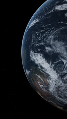 Wall Mural - Terran exoplanet for human life. Habitable planet isolated on a black space background. 3D illustration concept with water and greenery, space exploration discovery of exoplanets and search for life.
