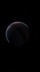 Wall Mural - Giant gas planet in deep dark outer space. Artistic concept 3D illustration of big Jupiter-like alien exoplanet. Space exploration and planetary science discovery of inhabitable extrasolar gas planet