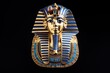Egyptian Pharaoh funerary mask isolated on black background. Golden Mask of Tutankhamun. Traditions and customs of ancient Egypt