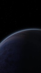 Wall Mural - Giant gas planet in deep dark outer space. 3D animation and artistic concept of big Jupiter-like alien exoplanet. Space exploration and planetary science discovery of inhabitable extrasolar gas planet