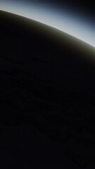 Wall Mural - Giant gas planet in deep dark outer space. 3D animation and artistic concept of big Jupiter-like alien exoplanet. Space exploration and planetary science discovery of inhabitable extrasolar gas planet