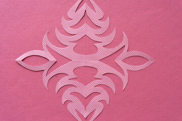 Canvas Print - contemporary decorative paper design mimicking the delicate pattern of snowflakes on red pink paper