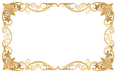 Sakura Gold Luxury Border Frame PNG Transparent Background