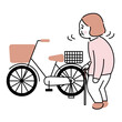 自転車に乗りたいけれど足が悪くて乗れない高齢女性