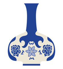 Sticker - chinese porcelain blue and white vase with flowers