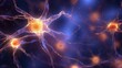 a glowing neurons in space