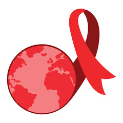 Canvas Print - aids day ribbon and red world