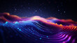 colorful  waves on a dark background with lights
