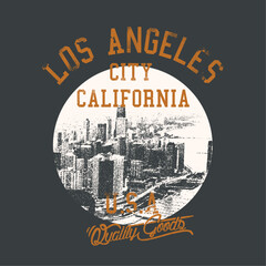 Wall Mural - Los Angeles city California USA, Vector City print with college vintage font, vintage dusty photoshop effects in this prints, commercial city and college prints.