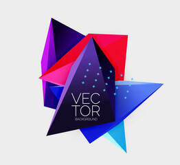 Wall Mural - Vector 3d triangles geometric abstract background