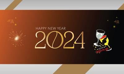 Wall Mural - happy new year, poster, banner and card design