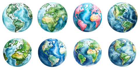 watercolor Earth globe clipart. watercolor artwork,isolated on transparent and white background