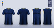 Blue T-shirt sport, Soccer jersey, football kit, basketball uniform, tank top, and running singlet mockup. Fabric pattern design. 