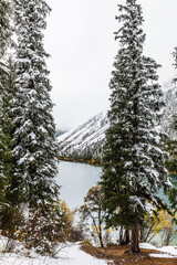 Wall Mural - mountain landscape of the Kolsai lakes - a system of three lakes in the northern Tien Shan, in the Kolsai gorge, Kazakhstan