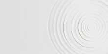 Thin White Concentric Rings Or Circles Fadign Out Background Wallpaper Banner Flat Lay Top View From Above On White Background With Copy Space, Generative AI 