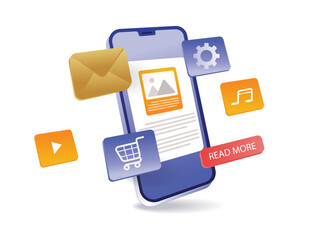 Test smartphone application information infographic illustration concept