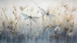 Gossamer Wings of Dragonflies Amidst Reeds.