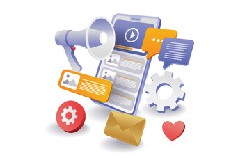 Wall Mural - technology smartphone video app campaign infographic illustration concept